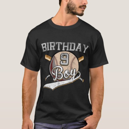 Baseball 9th Birthday Party 9 Years Old Baseball G T_Shirt