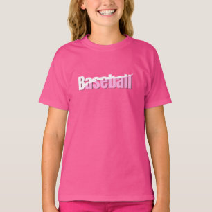 Baseball Abstract Swish - Girly Word Art T-Shirt