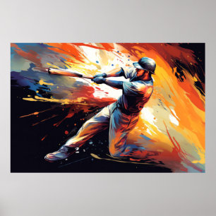 Baseball Action Sport Painting Abstract Art Decor