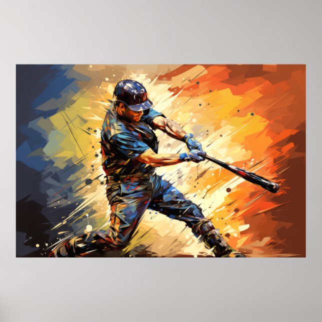Baseball Action Sport Painting Abstract Art Decor (Front)