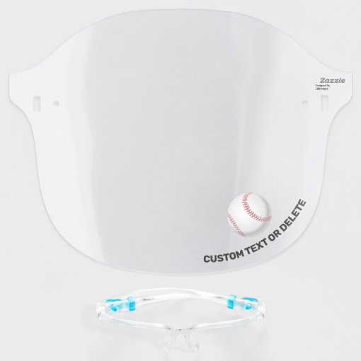 Baseball, Add Custom Text, Personalized Sports Face Shield Zazzle