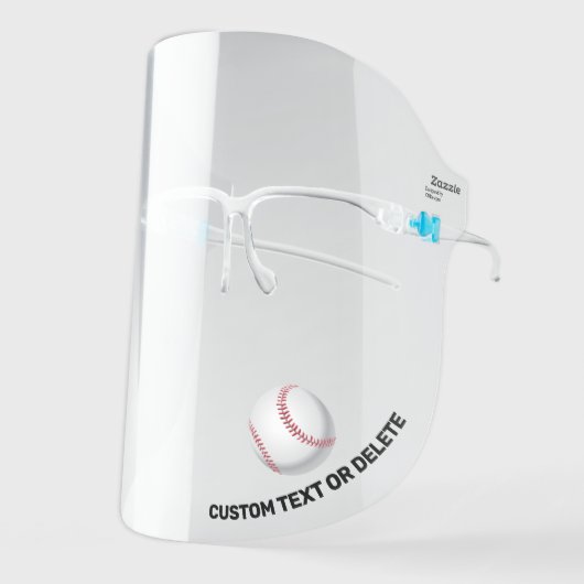 Baseball, Add Custom Text, Personalized Sports Face Shield (Front Left)