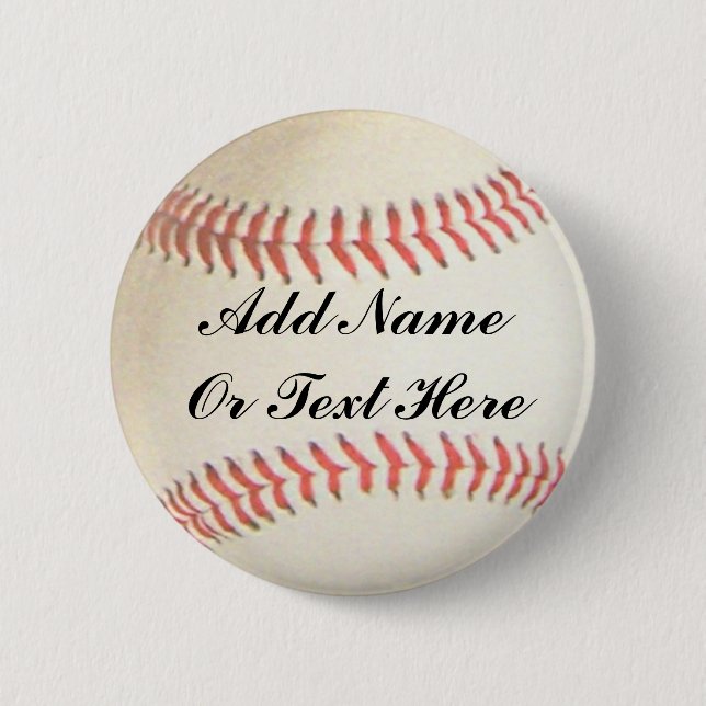 BASEBALL ADD NAME OR TEXT HERE-BUTTON PINBACK BUTTON (Front)