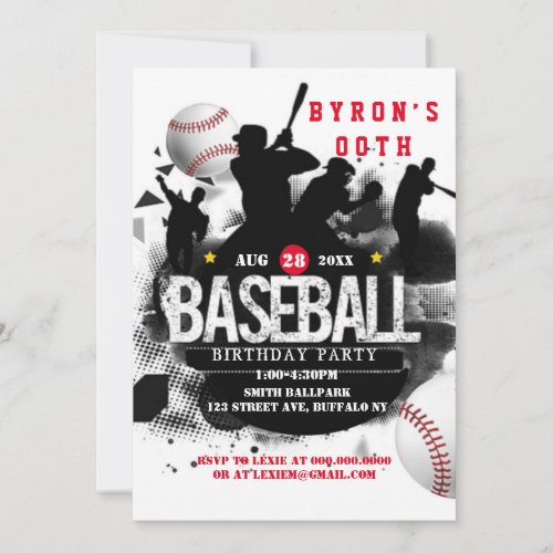 Baseball Add Photo Birthday Party  Invitation