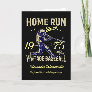 Baseball Add Your Name Year Message Black Birthday Card
