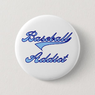 Baseball Addict Blue Pinback Button