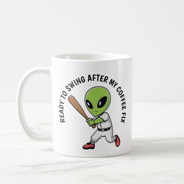 Baseball Alien Coffee Mug (Left)