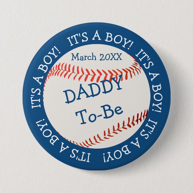 Baseball All American Daddy & Date Button (Front)