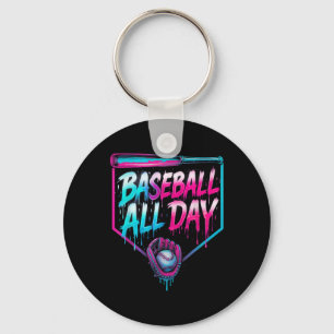 Baseball All Day Ice Cream Dripping Baseball Home Keychain