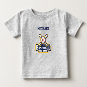 Baseball All-Star Ball & Bat Personalized Baby T-Shirt