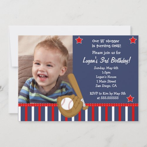 Baseball All Star Birthday Invitations