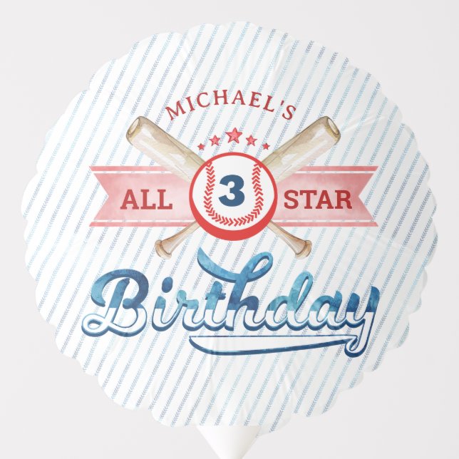 Baseball All-Star Birthday Party Balloon  (Front)