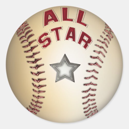 Baseball All Star Classic Round Sticker