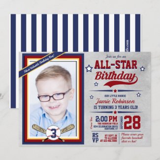 Baseball All-Star Photo Template Birthday Party 