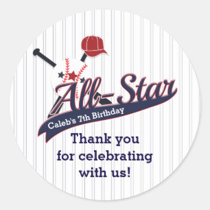 Baseball ALL-STAR Sports Custom Party Favor Classic Round Sticker