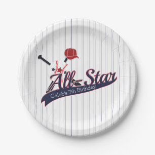 Baseball ALL-STAR Sports Custom Personalized Paper Plates