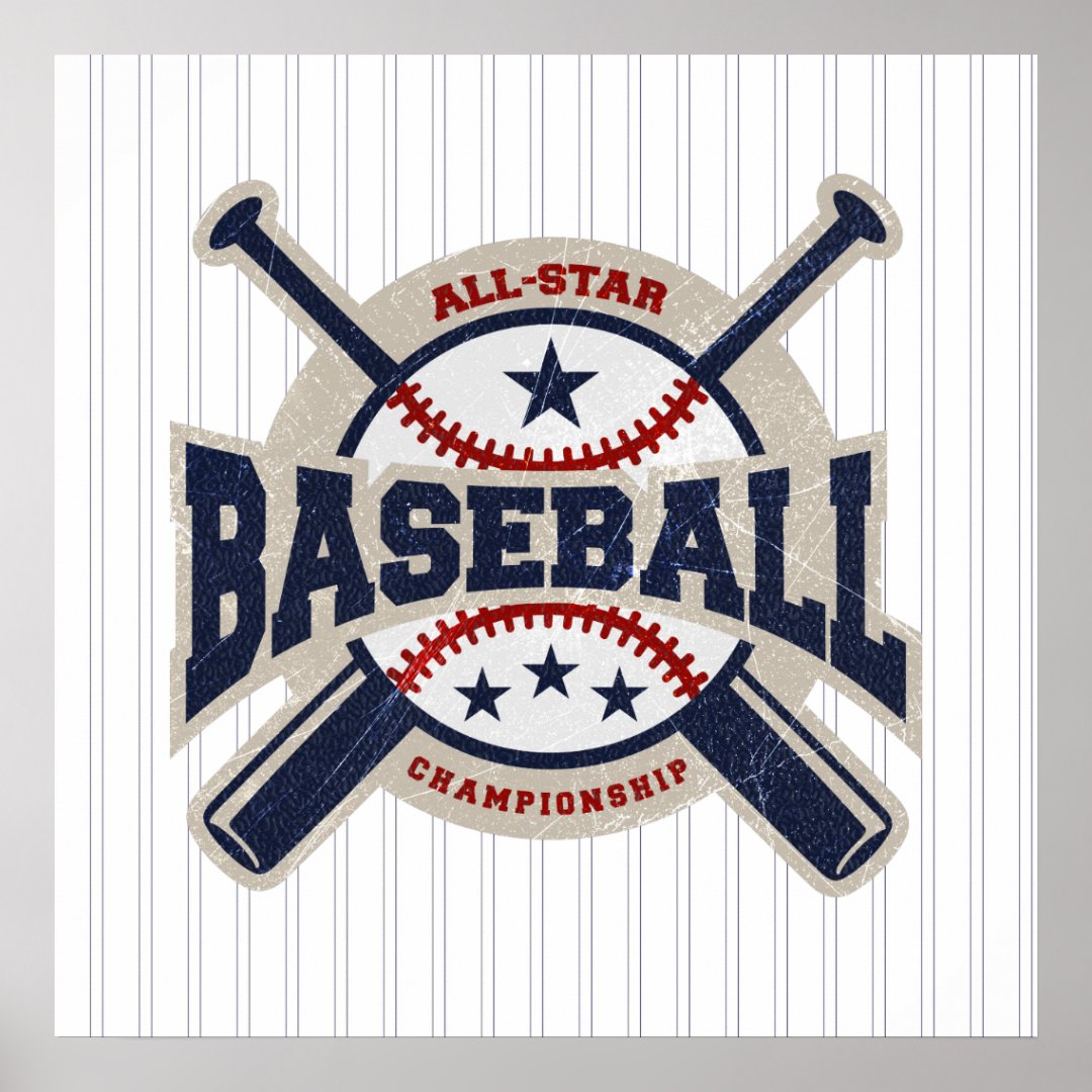 Baseball All Star Team Sport Birthday Party Banner Poster | Zazzle
