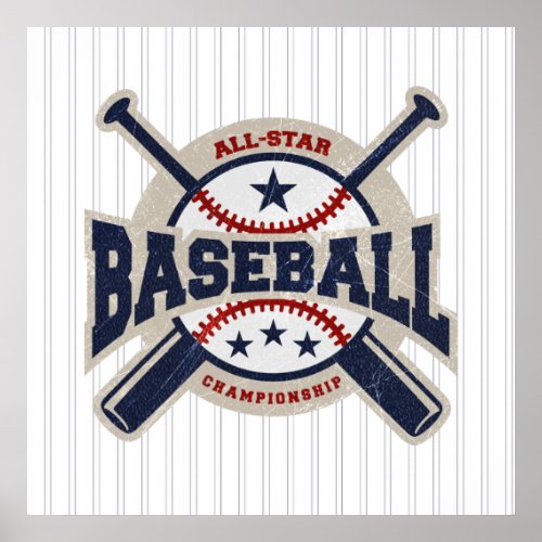Baseball All Star Team Sport Birthday Party Banner Poster