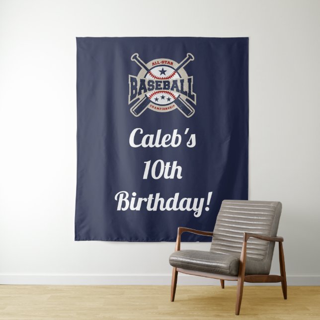 Baseball All Star Team Sport Birthday Party Banner Tapestry (In Situ)