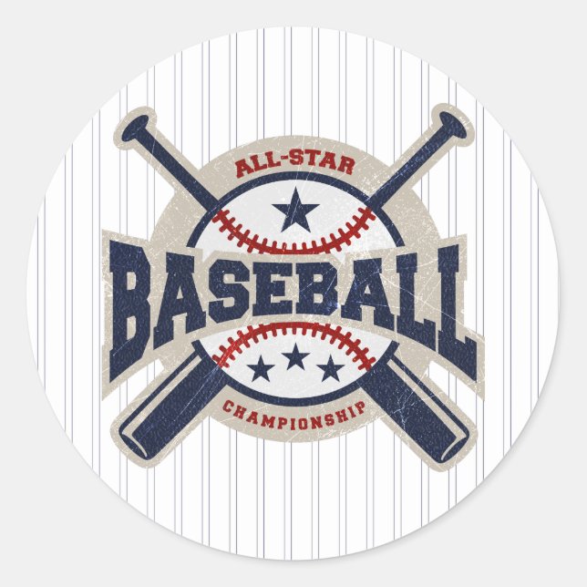 Baseball All Star Team Sport Birthday Party Classic Round Sticker (Front)