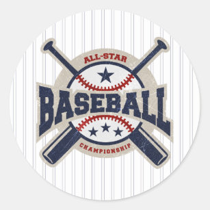 Baseball All Star Team Sport Birthday Party Classic Round Sticker