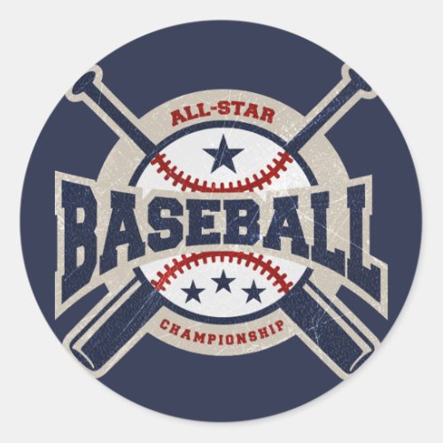 Baseball All Star Team Sport Birthday Party Classic Round Sticker