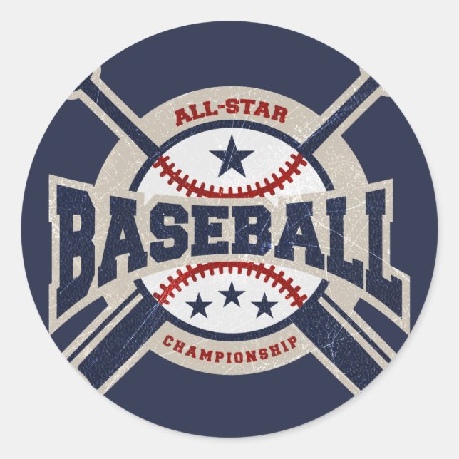 Baseball All Star Team Sport Birthday Party Classic Round Sticker (Front)