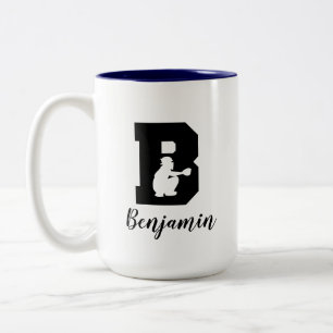 Baseball Alphabet B Personalized Monogrammed Name Two-Tone Coffee Mug