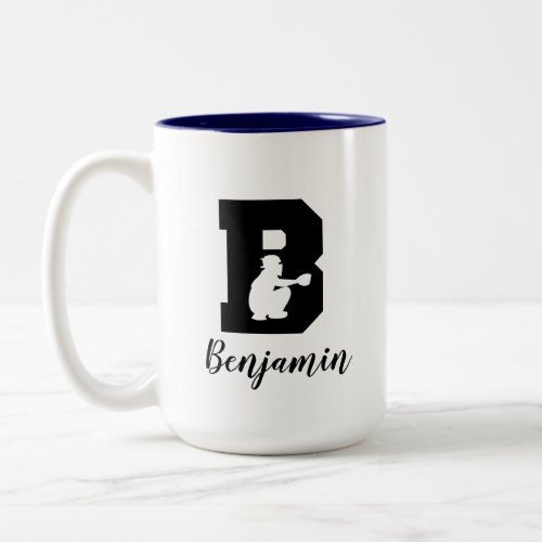 Baseball Alphabet B Personalized Monogrammed Name  Two_Tone Coffee Mug