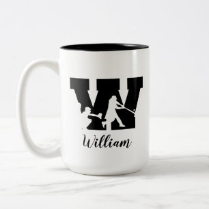 Baseball Alphabet W Personalized Monogrammed Name Two-Tone Coffee Mug
