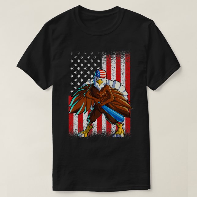 Baseball American Eagle 4th Of July  Men Boys USA  T-Shirt (Design Front)