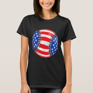 Baseball american flag 4th of july boys men retro T-Shirt