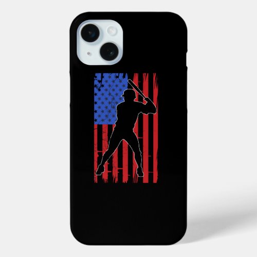 baseball_american_flag_4th_of_july iPhone 15 plus case