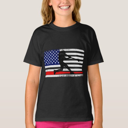 Baseball american flag gifts baseball player 2021 T_Shirt