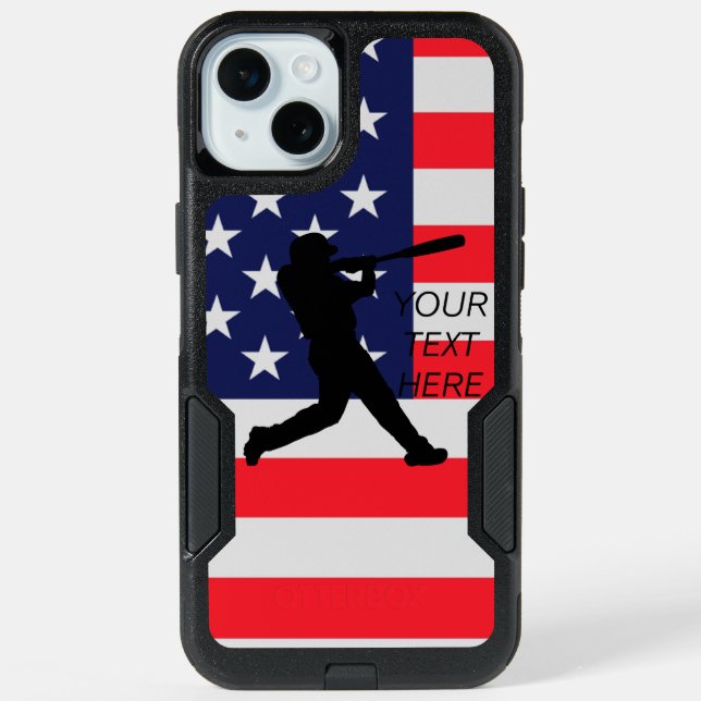 Baseball  American Flag  iPhone 15 Plus Case (Back)