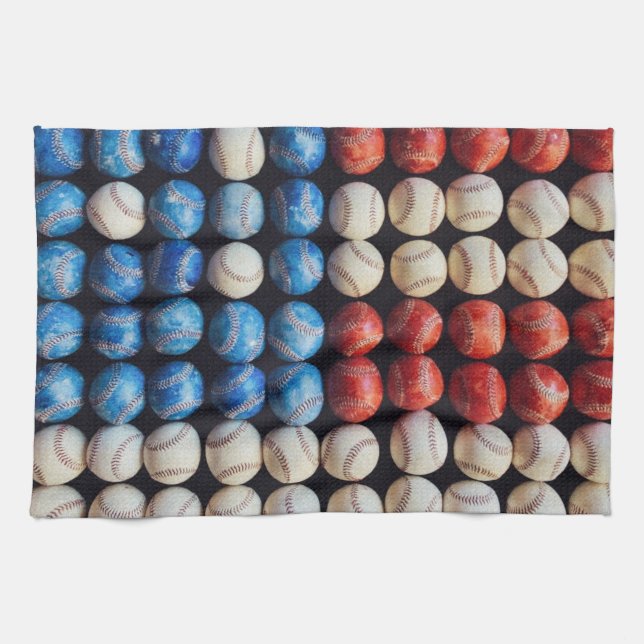 Baseball American Flag Kitchen Towel (Horizontal)