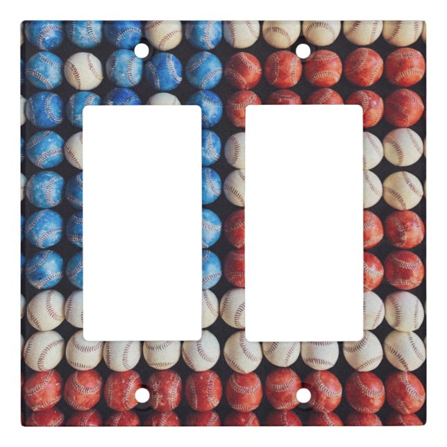 Baseball American Flag Light Switch Cover (Front)
