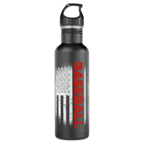 Baseball American Flag Men Women Boys Baseball Lov Stainless Steel Water Bottle