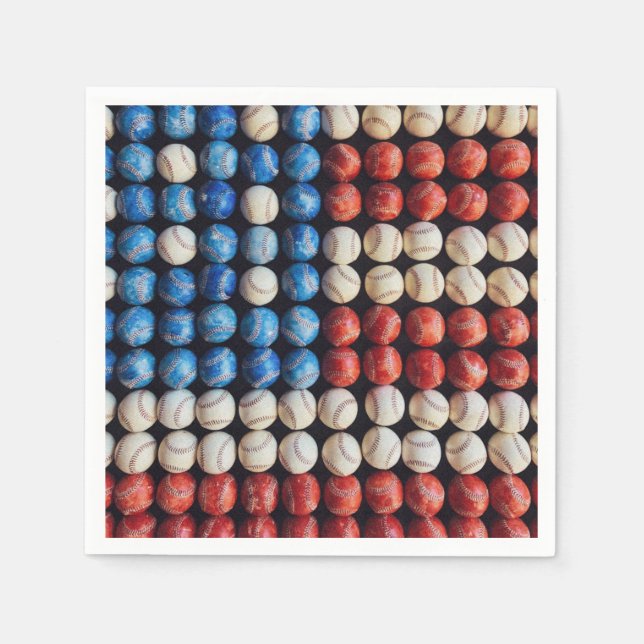 Baseball American Flag Napkins (Front)