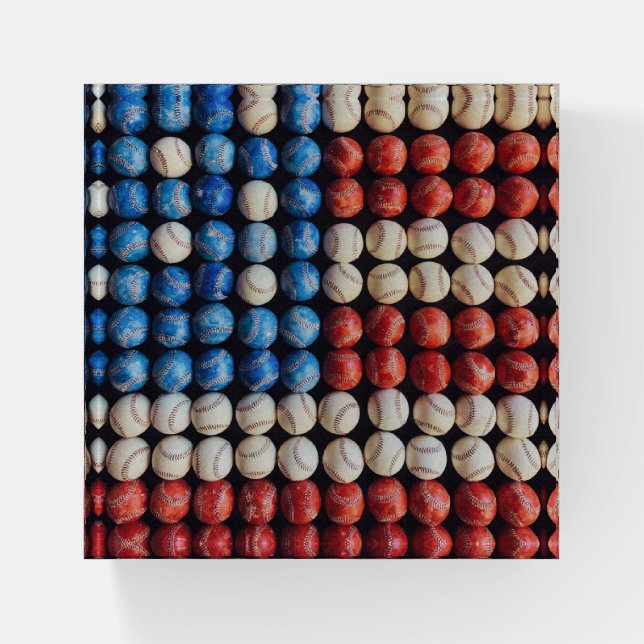 Baseball American Flag Paperweight (Front)