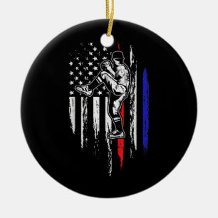 Baseball American Flag Pitcher USA Pitching 4th Ceramic Ornament