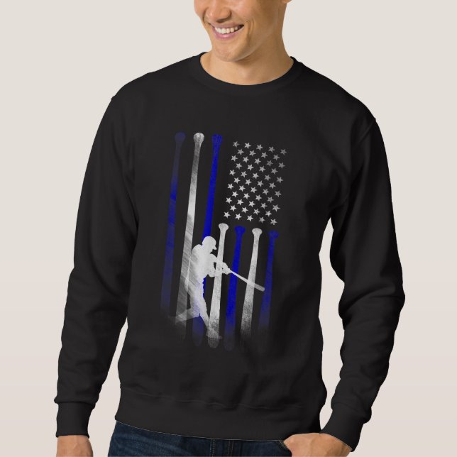 Baseball American Flag Player Flag Dad Mom Kid App Sweatshirt (Front)