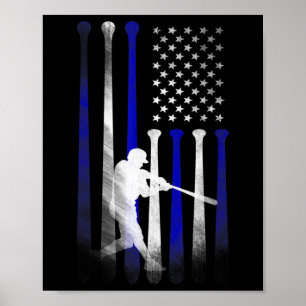 Baseball American Flag Player Flag, Dad, Mom, Kid Poster
