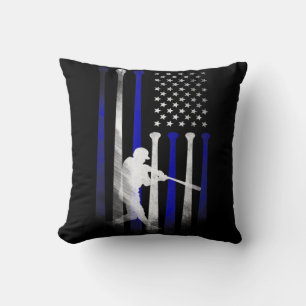 Baseball American Flag Player Flag, Dad, Mom, Kid Throw Pillow