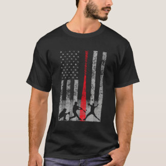 Baseball American Flag Red Bat Baseball Flag T-Shirt