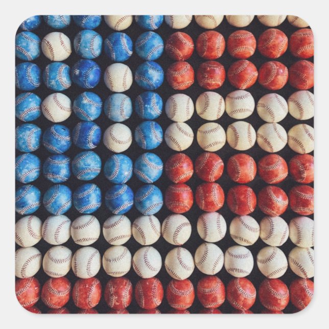 Baseball American Flag Square Sticker (Front)