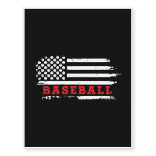 Baseball American Flag Team Temporary Tattoos
