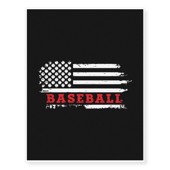 Baseball American Flag Team Temporary Tattoos (Front)