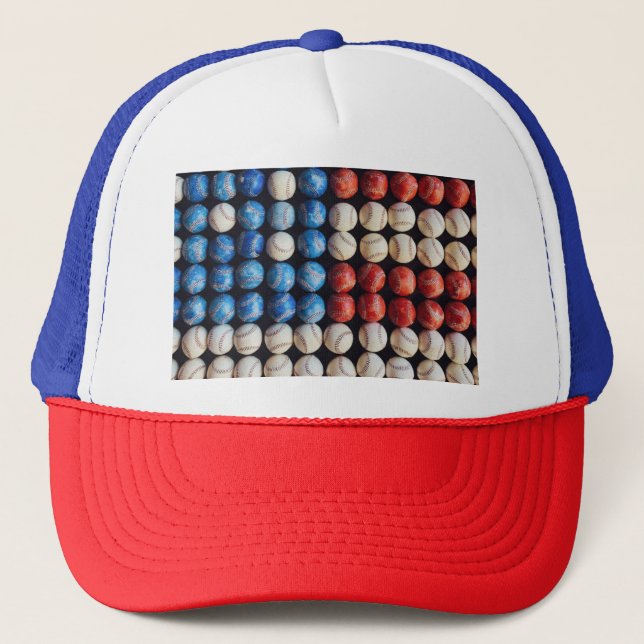 Baseball American Flag Trucker Hat (Front)