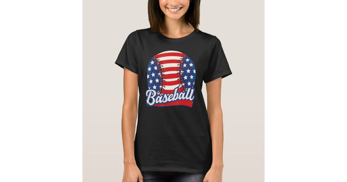 farvning hjemmelevering Udstyr Baseball American USA flag Patriotic Retro Basebal T-Shirt | Zazzle
